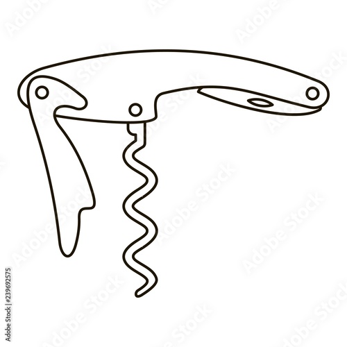 Knife corkscrew icon. Outline knife corkscrew vector icon for web design isolated on white background