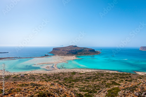 Panoramic view of Balos lagoon in Chania region of Crete