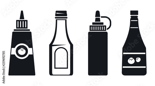 Ketchup bottle icon set. Simple set of ketchup bottle vector icons for web design on white background