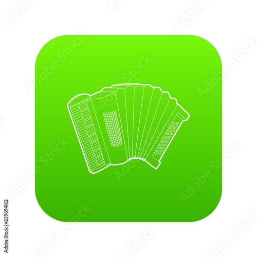 Accordion icon green vector isolated on white background