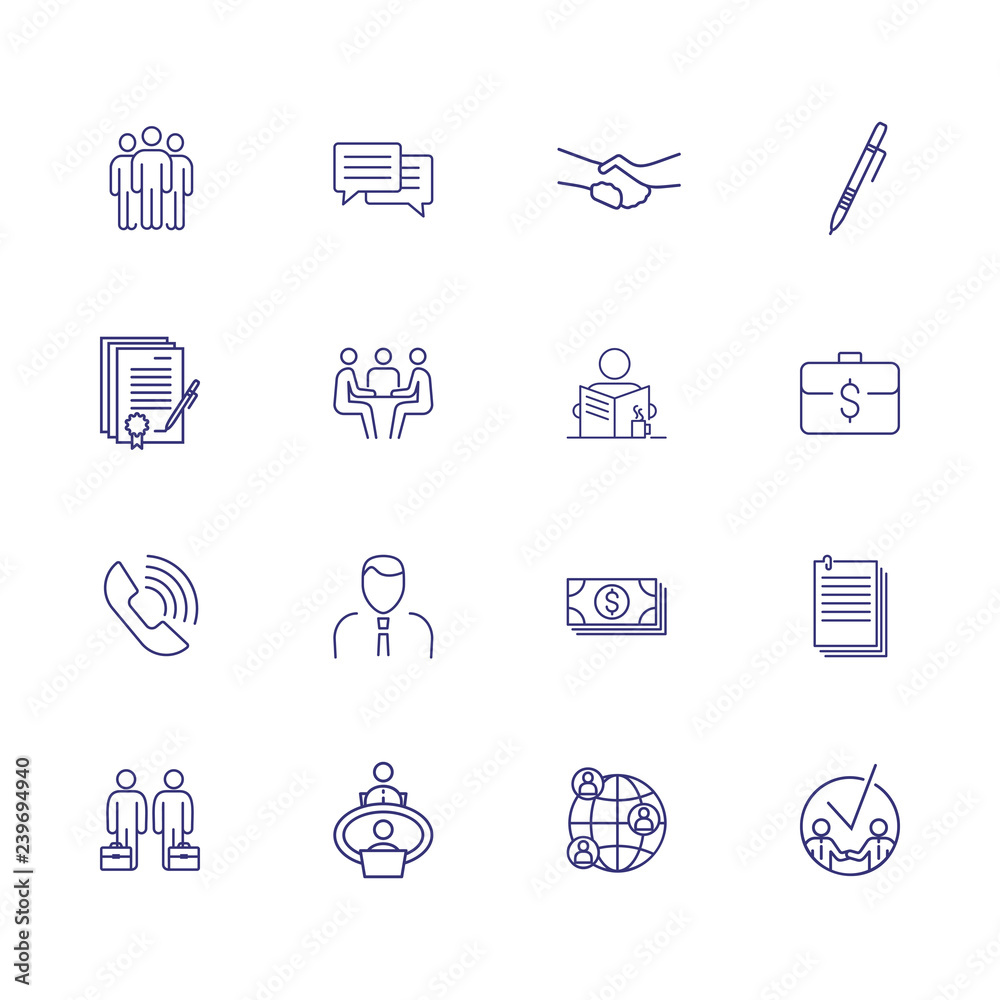 Fototapeta premium Collaboration line icon set