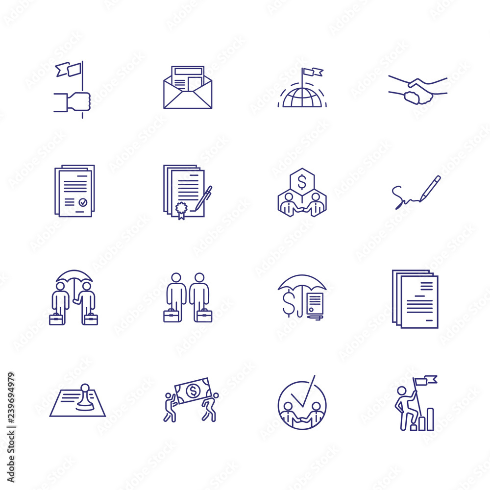 Dealing line icon set Dealing line icon set