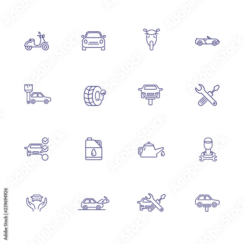 Car service line icon set