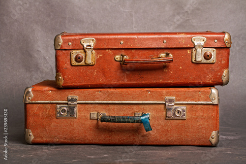 Old red suitcases