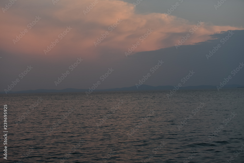Obraz premium Bulgaricher Strand am Schwarzen Meer, Sonnenuntergang
