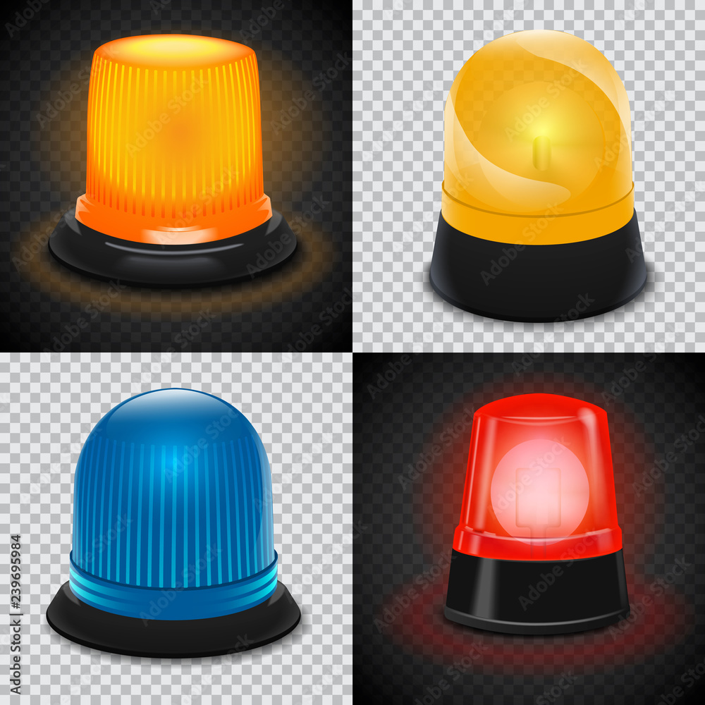 Fototapeta premium Attention flasher icon set. Realistic set of attention flasher vector icons for web design