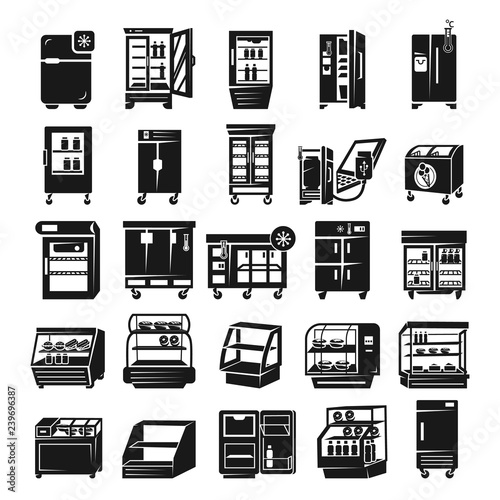 Freezer icon set. Simple set of freezer vector icons for web design on white background