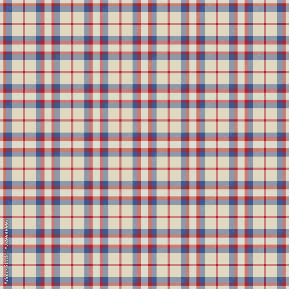 Seamless Red, White, and Blue Plaid Pattern
