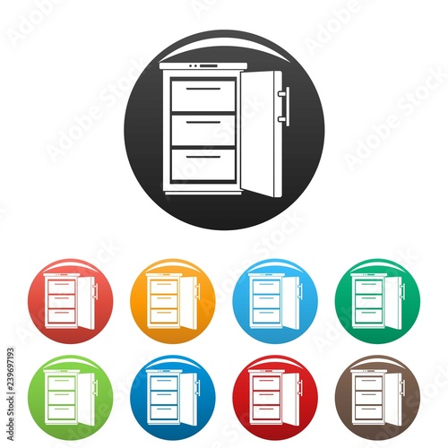 Refrigerator icons set 9 color vector isolated on white for any design