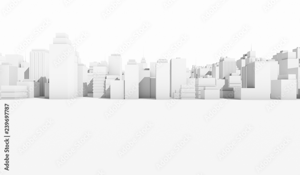 White cityscape background. Many buildings. 3D Rendering Illustration. White cityscape background. Many buildings. 3D Rendering Illustration.