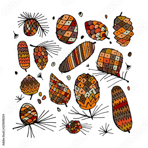 Cedar cone background, sketch for your design