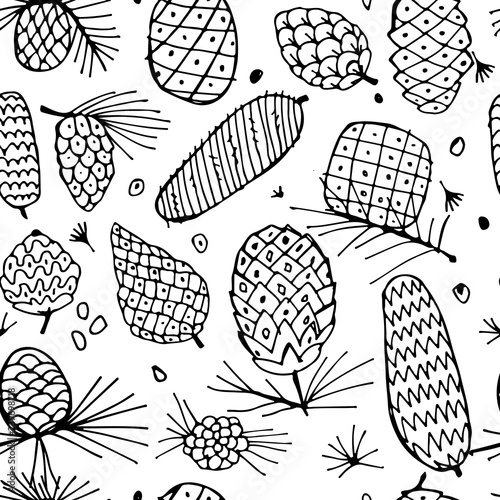 Cedar cones, seamless pattern for your design