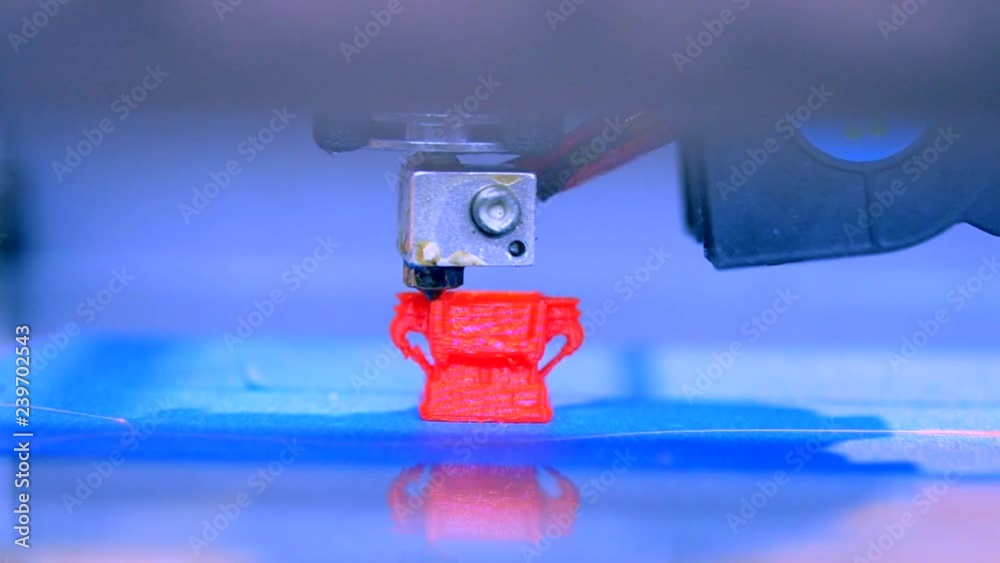 Fdm Additive 3D printer working. Fused deposition modeling, FDM. 3D printer printing ...