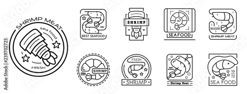 Shrimp icon set. Outline set of shrimp vector icons for web design isolated on white background