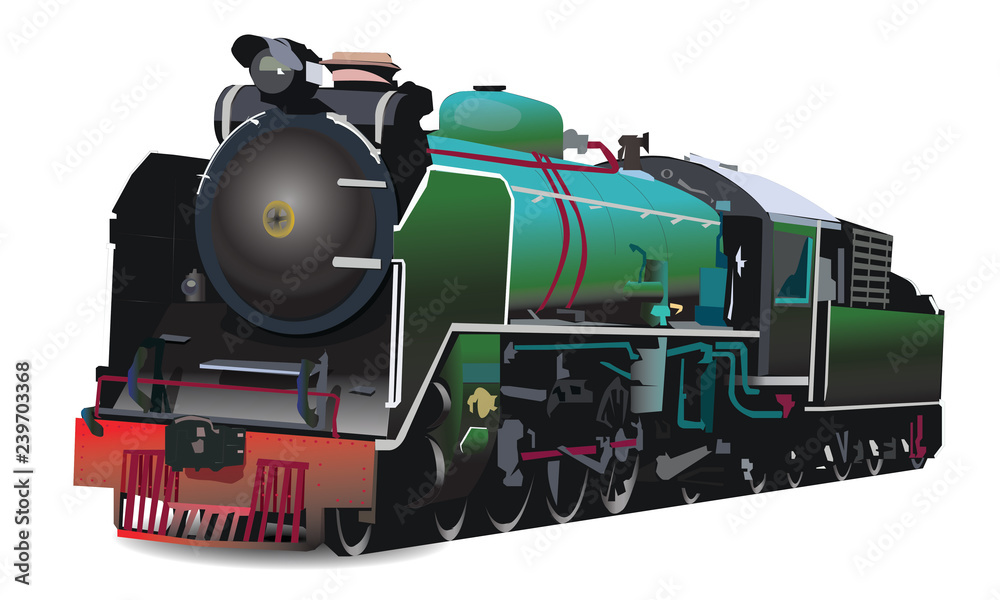 Fototapeta premium Pacific Steam Engine Vector, It was built in Japan,Used in Thailand in the past.