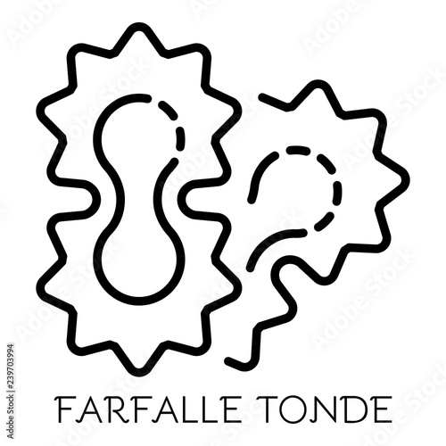 Farfalle tonde icon. Outline farfalle tonde vector icon for web design isolated on white background