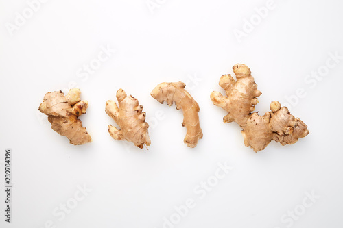 fresh ginger on white background