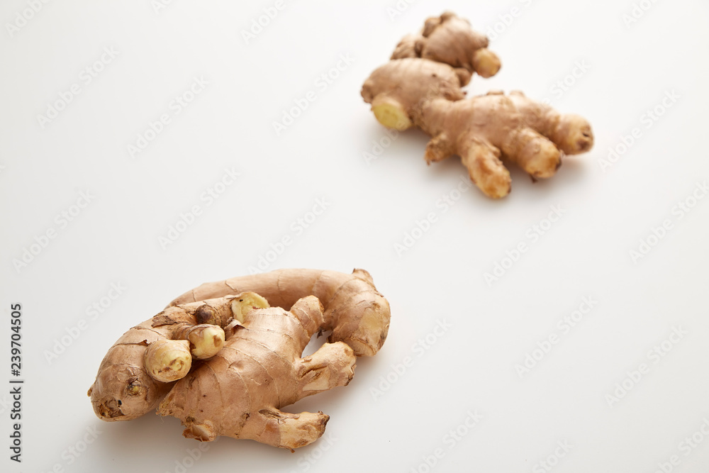 fresh ginger on white background fresh ginger on white background