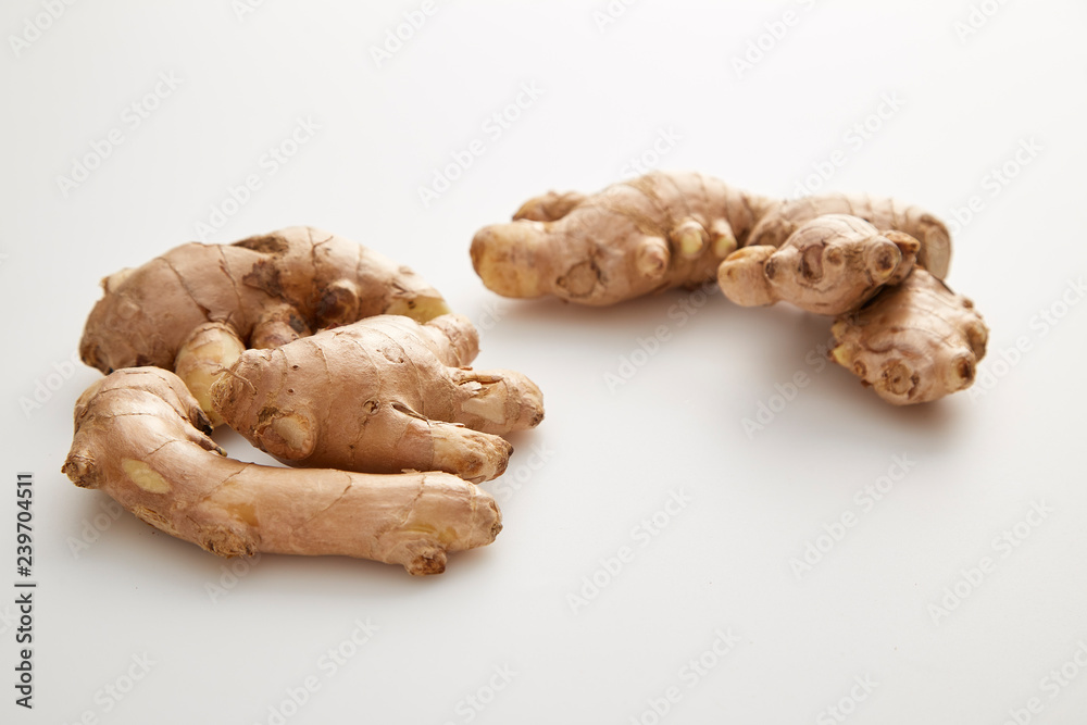 fresh ginger on white background fresh ginger on white background
