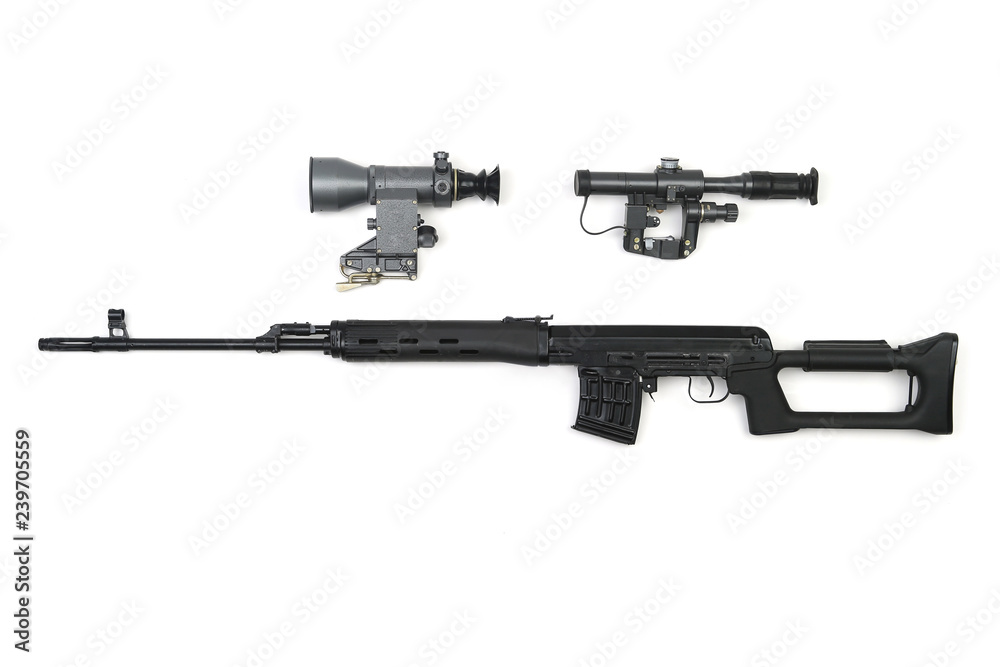 Black sniper rifle with scope Black sniper rifle with scope
