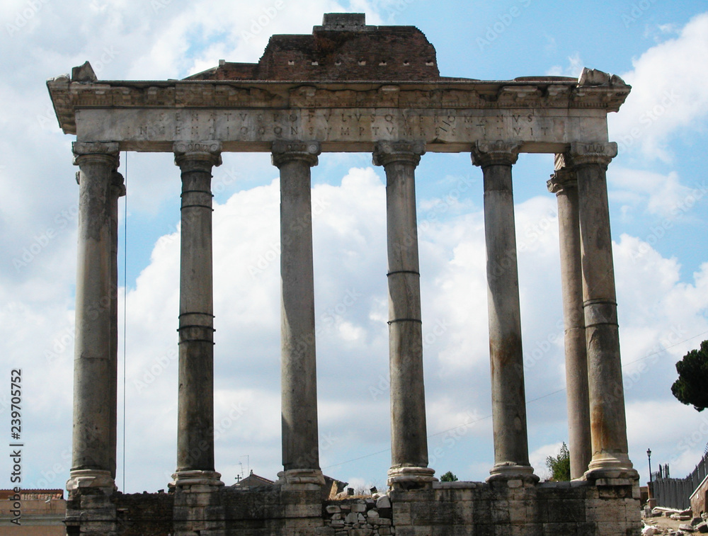 Fototapeta premium Remains of Tempio di Saturno in Foro Romano. Rome, Italy 
