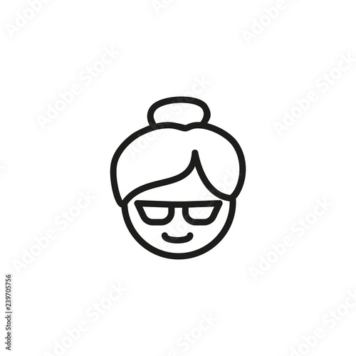 Grandmother line icon. Old woman, glasses, hair bun. Gender concept. Vector illustration can be used for topics like communication, gender identification, sociality