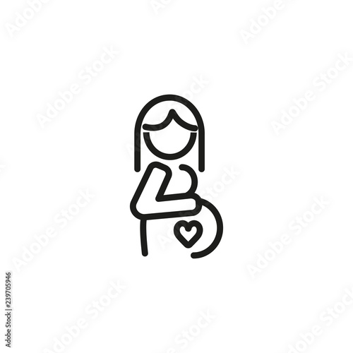 Pregnant woman line icon. Woman, heart, pregnancy. Gender concept. Vector illustration can be used for topics like communication, gender identification, sociality