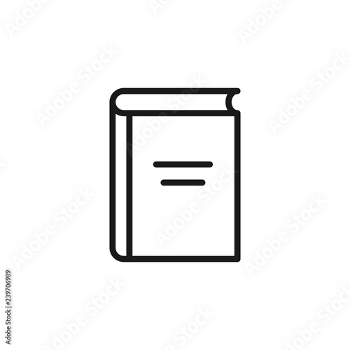 Black isolated outline icon of book on white background. Line Icon of book.