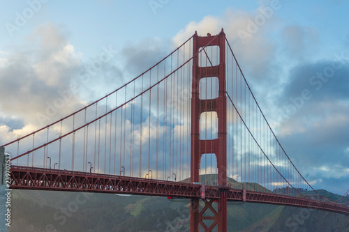 Beautiful twilight scene of famous Golden Gate bridge in San Francisco, California,USA