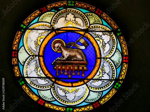 Agnus Dei or Lamb of God - Stained Glass in Antibes Church