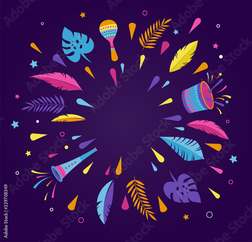Brazilian Carnival, music festival, masquerade flyer template