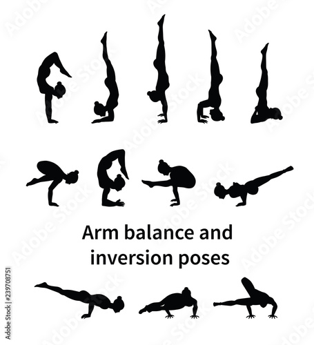 Women silhouettes. Collection of yoga poses.