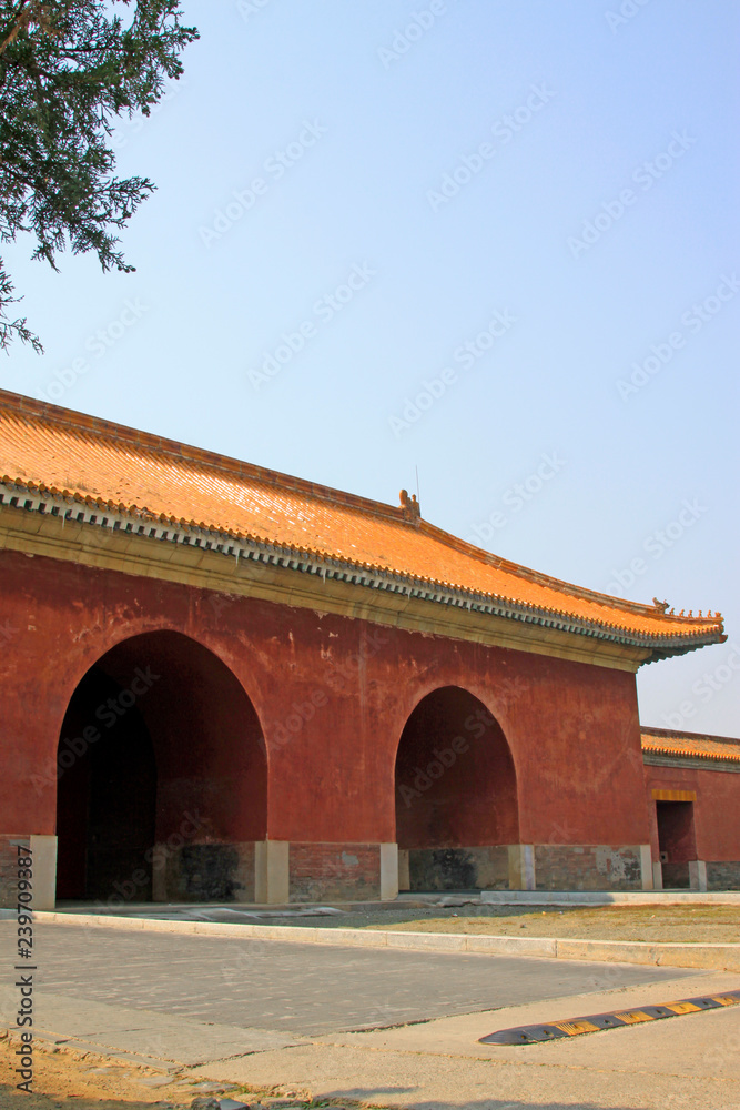 grand palace gate, Chinese ancient architectural landscape in Eastern Royal Tombs of the Qing Dynasty，China