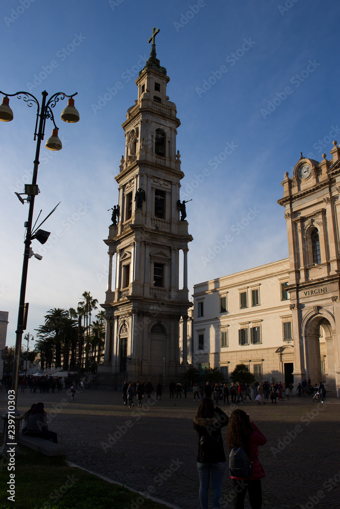 Fototapeta premium Pompeii and the Sanctuary of the Blessed Virgin of the Rosary and its great dome