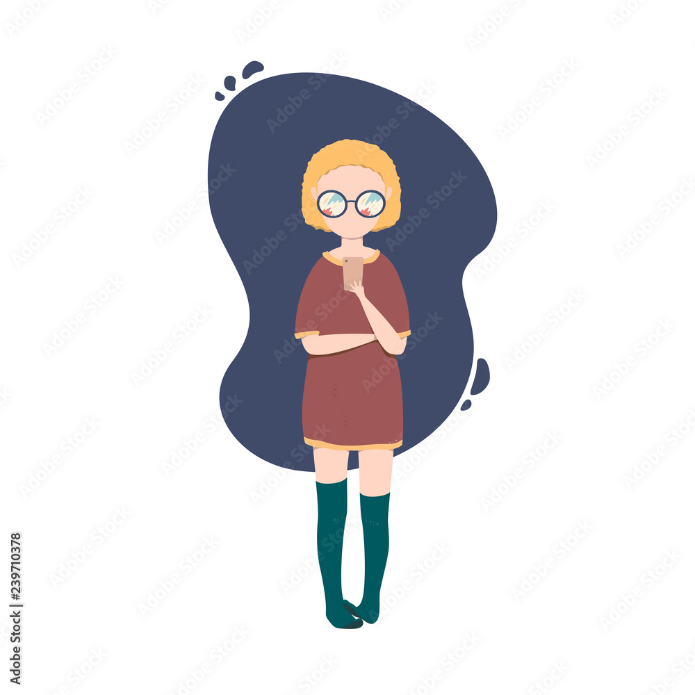 vector isolated illustration of girl chatting on smartphone vector isolated illustration of girl chatting on smartphone