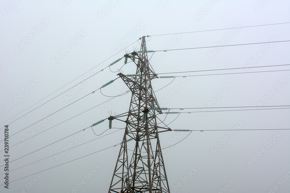 Рower transmission tower on background of blue sky Рower transmission tower on background of blue sky