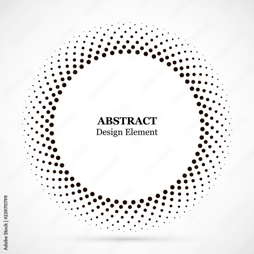 Halftone dotted background circularly distributed. Halftone effect vector pattern. Circle dots isolated on the white background. Border logo icon. Draft emblem for your design. Halftone dotted background circularly distributed. Halftone effect vector pattern. Circle dots isolated on the white background. Border logo icon. Draft emblem for your design.