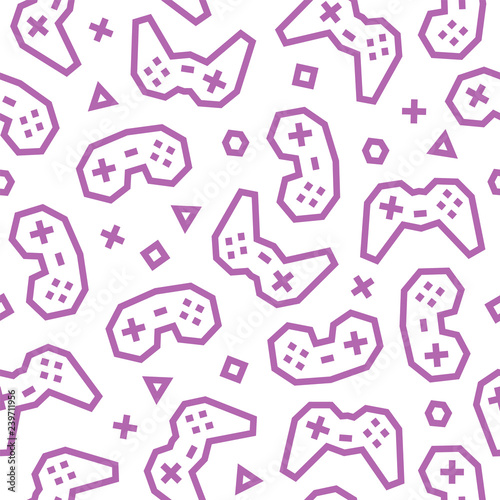 Gaming Controllers seamless pattern. White background
