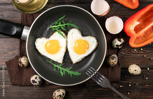 fried eggs in a skillet
