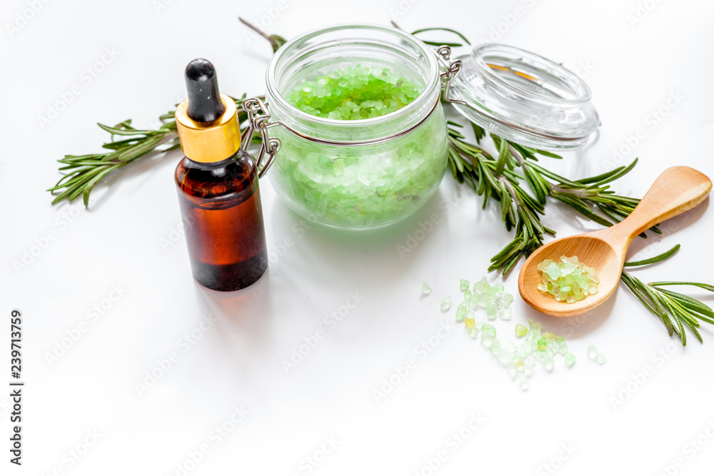 organic cosmetics with extracts of herbs rosemary on white backg organic cosmetics with extracts of herbs rosemary on white backg