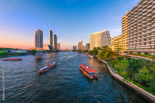 Photography View of Bangkok from Saphan Taksin ,Thailand.