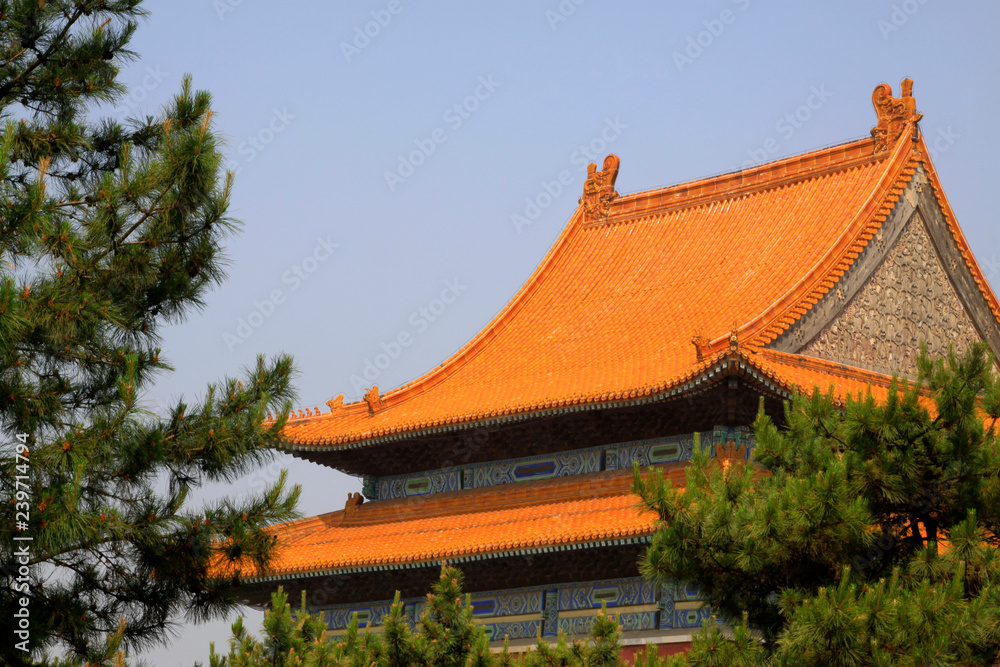 Glazed tile roof, Chinese ancient architectural landscape Glazed tile roof, Chinese ancient architectural landscape