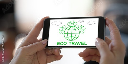 Eco travel concept on a smartphone