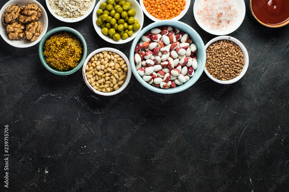 Healthy diet food. Top view. Small round plates with different products in it. Healthy diet food. Top view. Small round plates with different products in it.