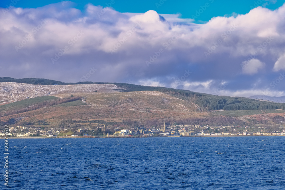 First Snows on the Argyle Hills in Scotland Looking over from Gourock.