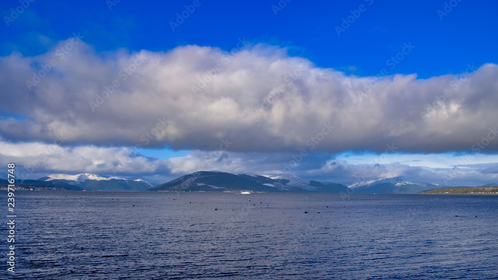 The Holy Loch and Beyond with Fine Dusting of now on the Hills in Scotlands Winter