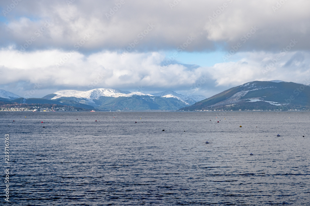 The Holy Loch and Beyond with Fine Dusting of now on the Hills in Scotlands Winter The Holy Loch and Beyond with Fine Dusting of now on the Hills in Scotlands Winter