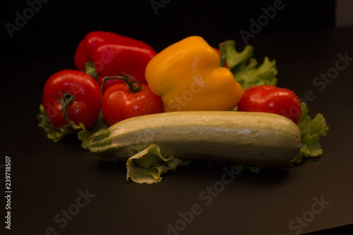 fresh vegetables, fresh fruits, tomatoes, salads, bell peppers, sweet peppers, set, vegetable group, fruit group