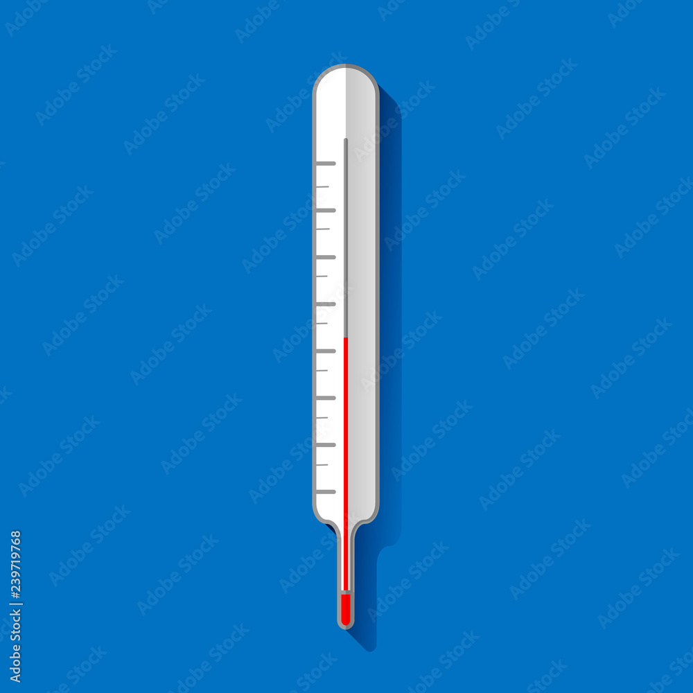 Medical thermometer icon with long shadow. Flat design style. Medical thermometer silhouette. Simple icon. Modern flat icon in stylish colors. Medicine symbol. Medical thermometer icon with long shadow. Flat design style. Medical thermometer silhouette. Simple icon. Modern flat icon in stylish colors. Medicine symbol.