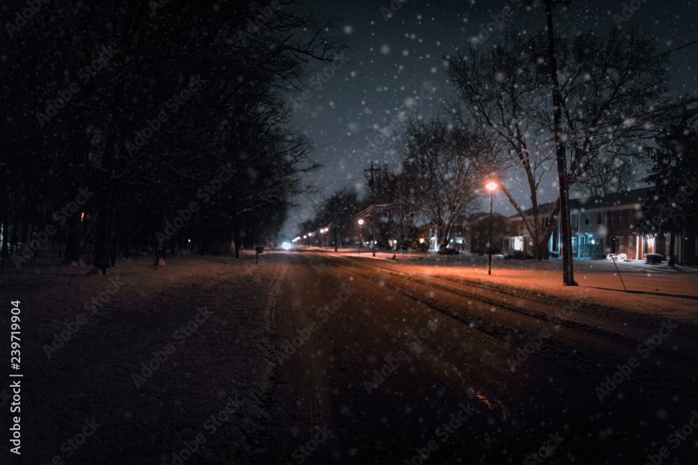 winter streets at night